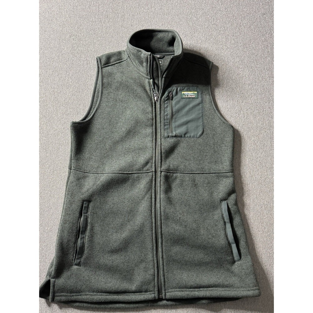 Lands End Women's Evergreen‎ Sweater Full Zip Sleeveless Vest Fleece Lined Small